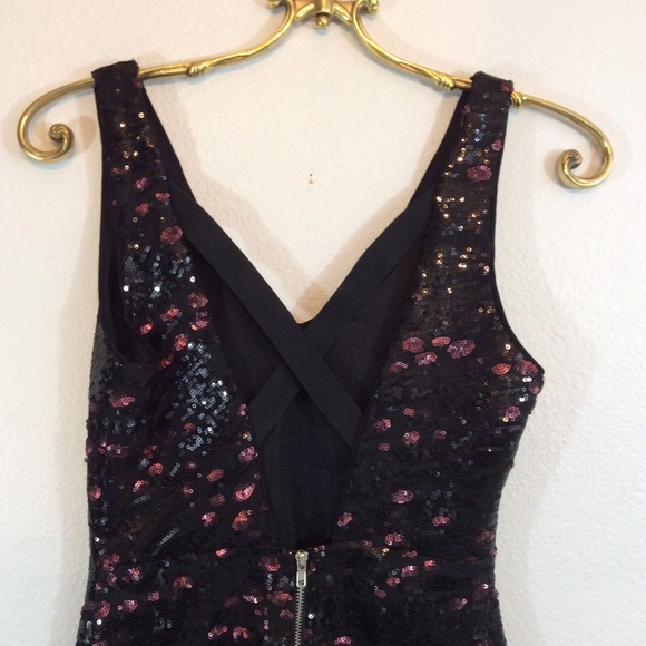 SOLD ASTR Nordstrom Black Maroon Sequin Dress - Picture 3 of 7